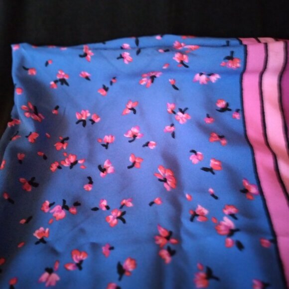 Givenchy Pink & Blue Color Block Silk Scarf - Picture 2 of 4